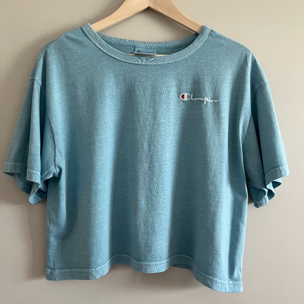 Champion Crop Tee Blue | Athletic Athleisure Casual Top | Size Medium